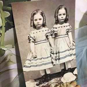 Odd Bizarre Reprint Photo 4” x 6” Identical Twin Girls Creepy Girls Victorian